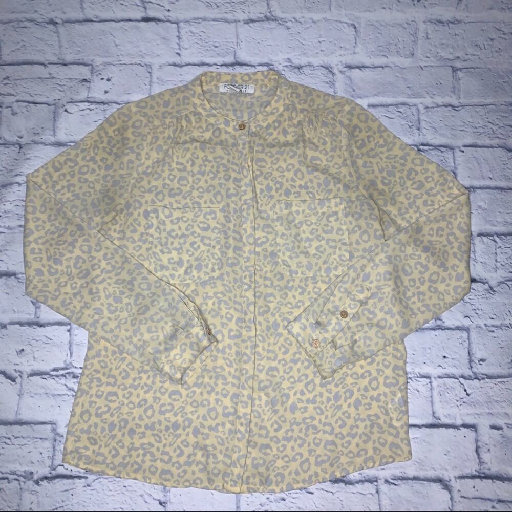 Yellow Animal Print Button Down Shirt